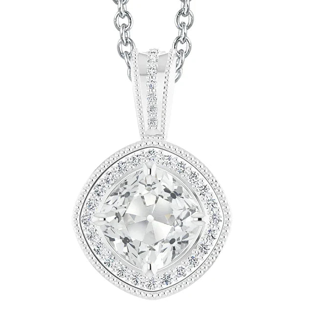 Diamant Fin Pendentif Goutte 5-carats Or 14K Blanc – vue principale