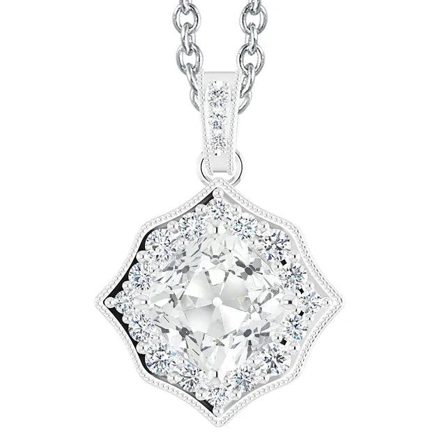 Pendentif Goutte Or Blanc 14 Carats avec Diamant Fin – vue principale