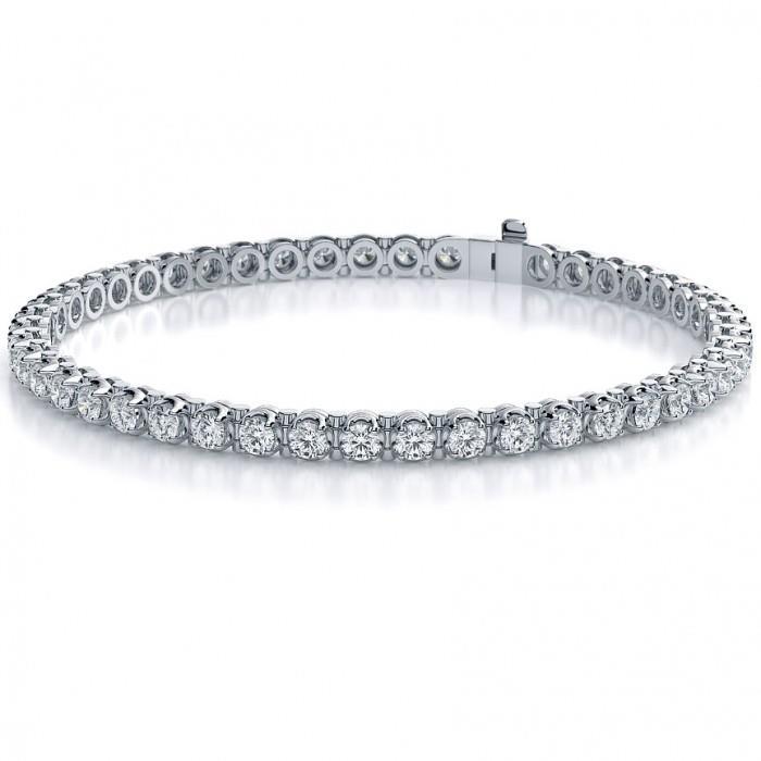 7.20 Carats Bracelet Tennis Réel Diamant Rond Serti Griffes Or Blanc 14K