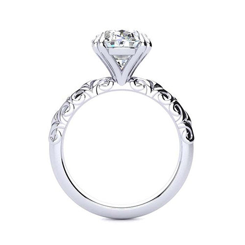 Diamant Fin Bague Mono-Pierre 5,50-carats Or Blanc 14 Carats – vue de face