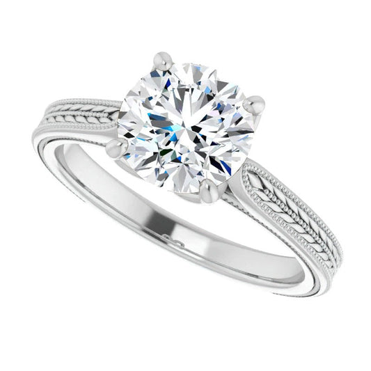 De luxe Diamant Bague Mono-Pierre 5 carats – vue de face