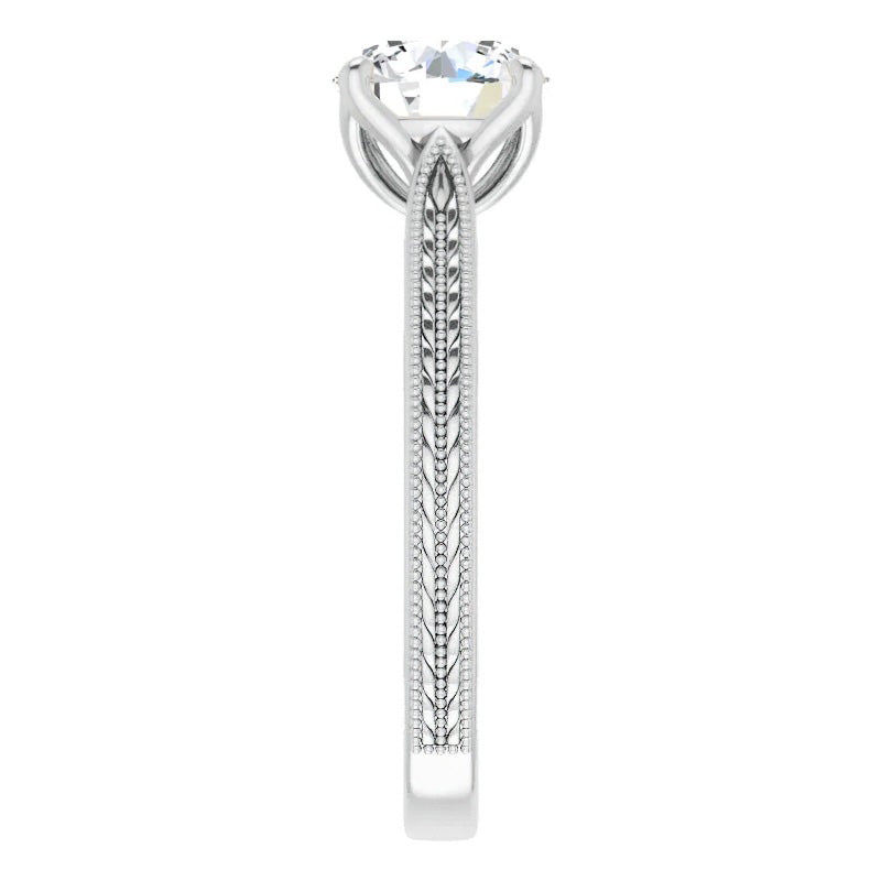 Bague Mono-Pierre Or Blanc 14 Carats avec Diamant – vue de côté
