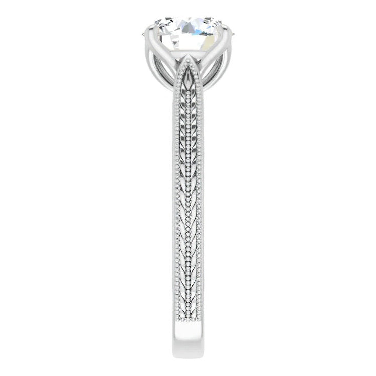 Bague Mono-Pierre Or Blanc 14 Carats avec Diamant – vue de côté