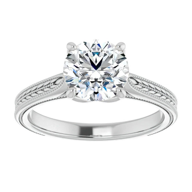 Bague Mono-Pierre Or Blanc 14 Carats avec Diamant – vue d'angle