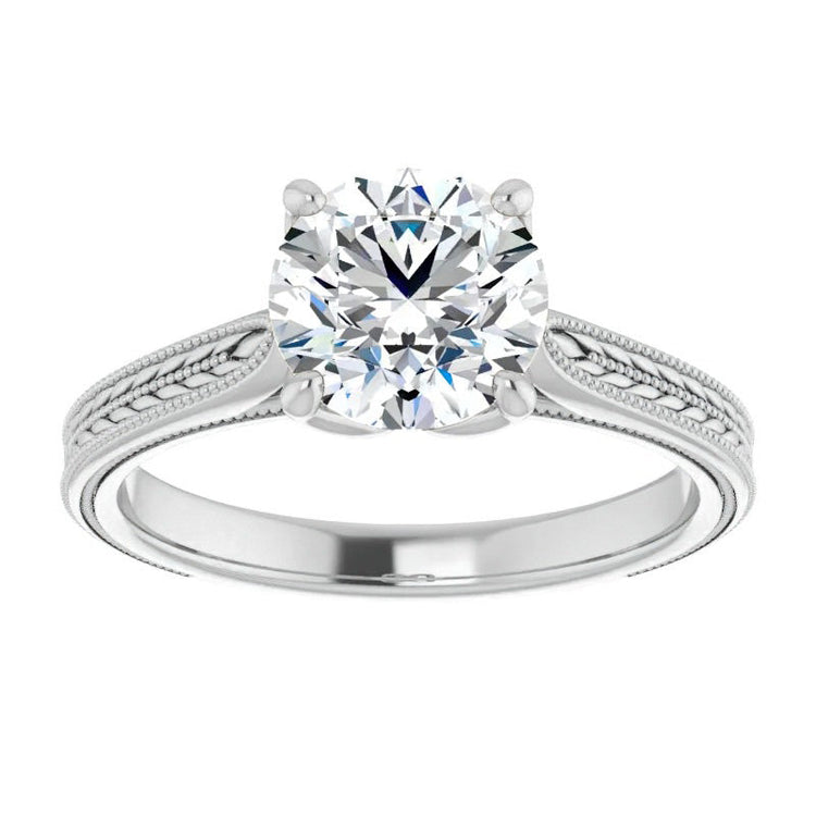 Bague Mono-Pierre Or Blanc 14 Carats avec Diamant – vue d'angle