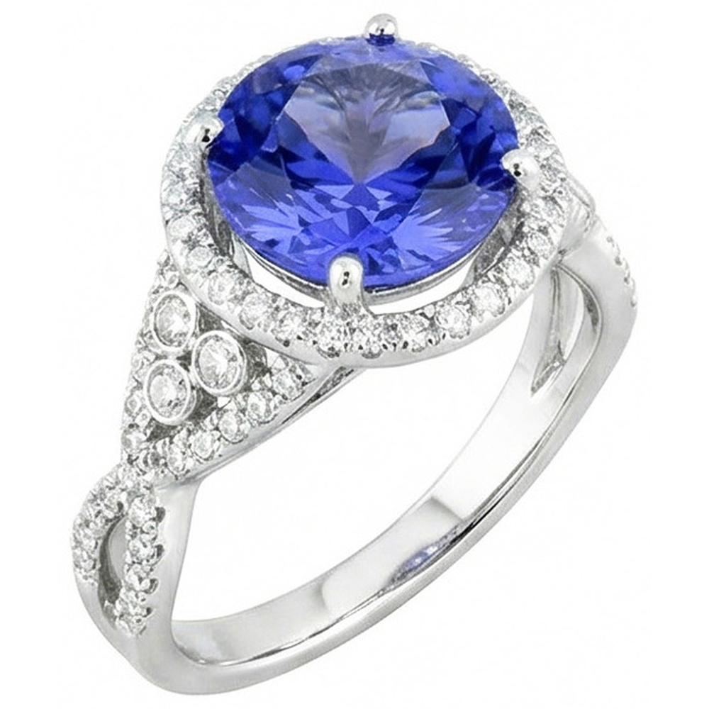 naturel round diamant 8.01carats bague angle de côté