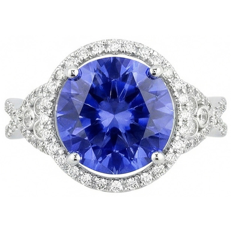 naturel round diamant 8.01carats bague vue de face