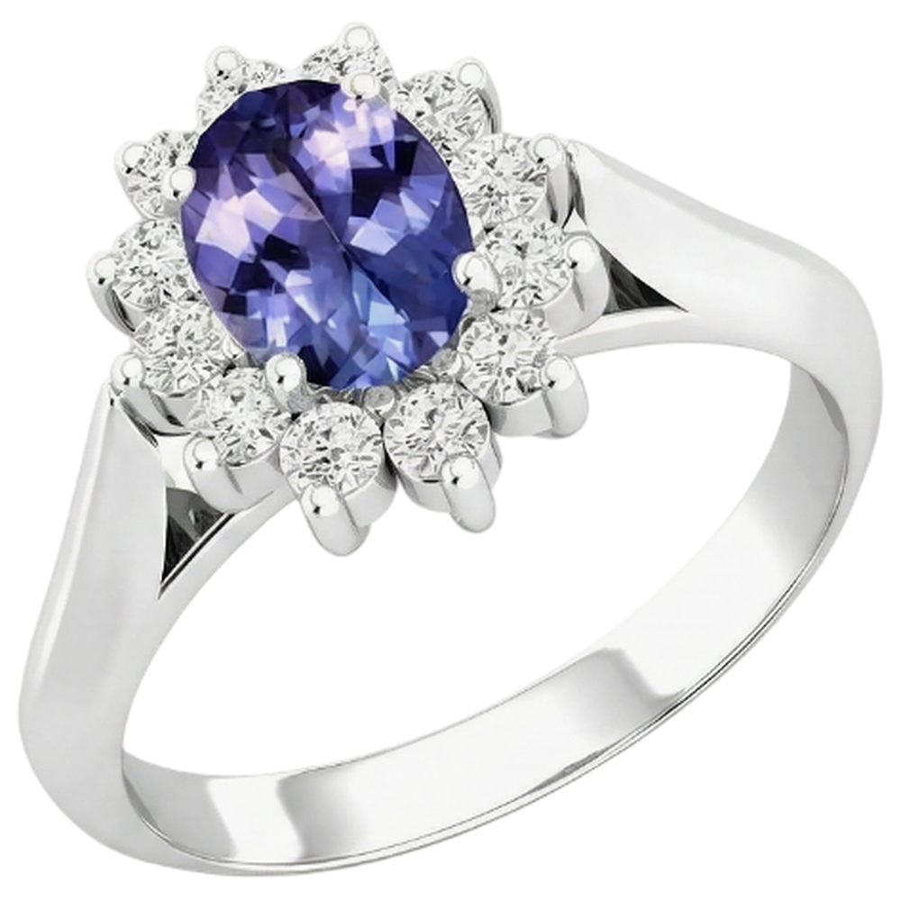 naturel oval tanzanite 8.25carats alliance vue de dessus