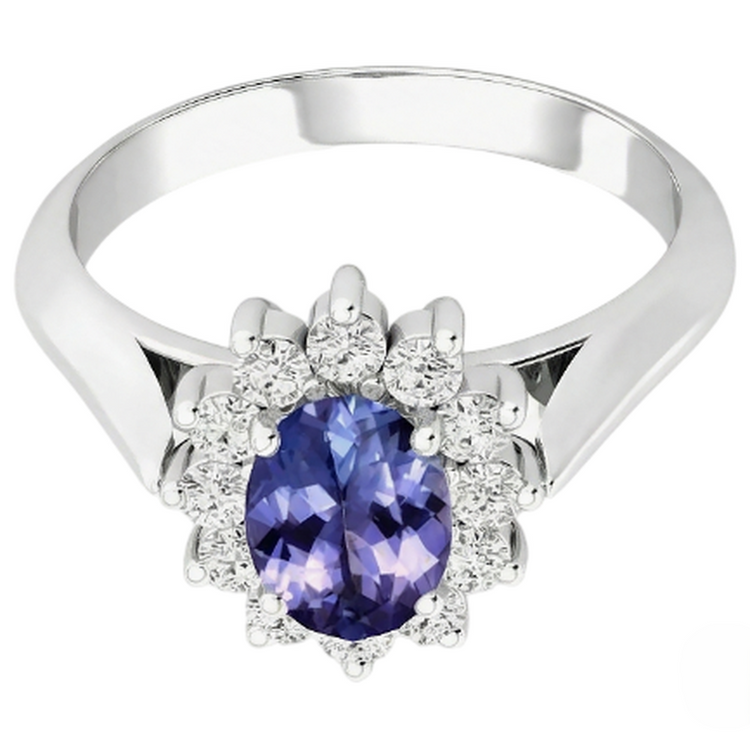 naturel oval tanzanite 8.25carats alliance angle de côté