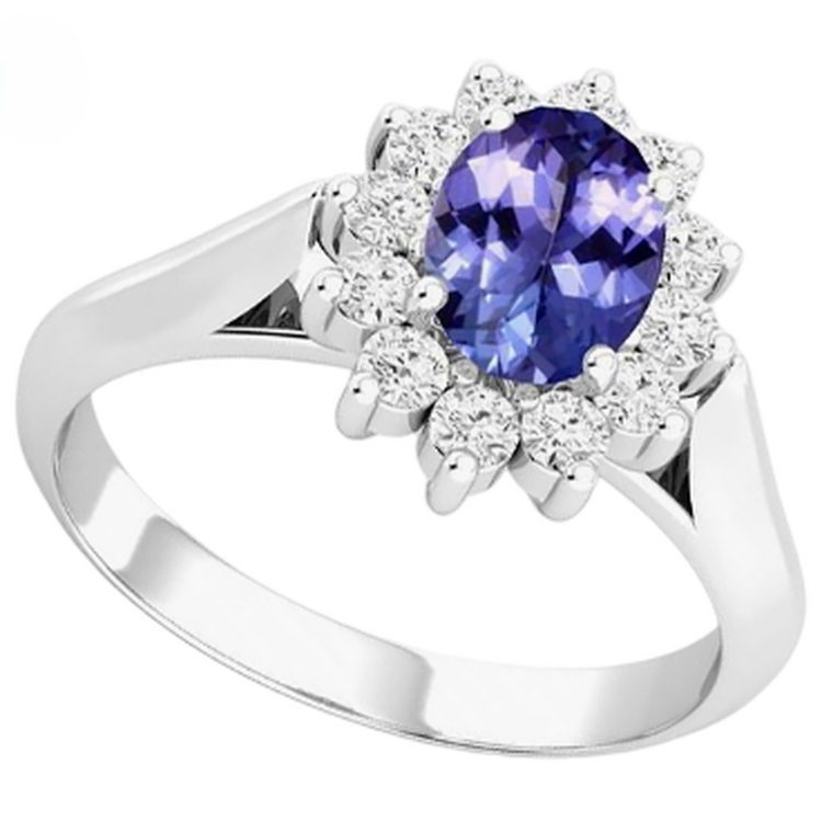 naturel oval tanzanite 8.25carats alliance vue de profil