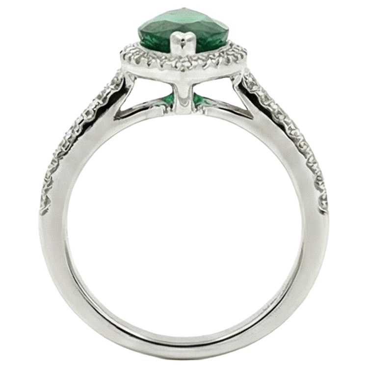 8.50 Carats Émeraude Verte Avec Diamant Naturels Extraits des Mines ( et non cultivés en laboratoire ) Bague Or Blanc Joaillerie Fine