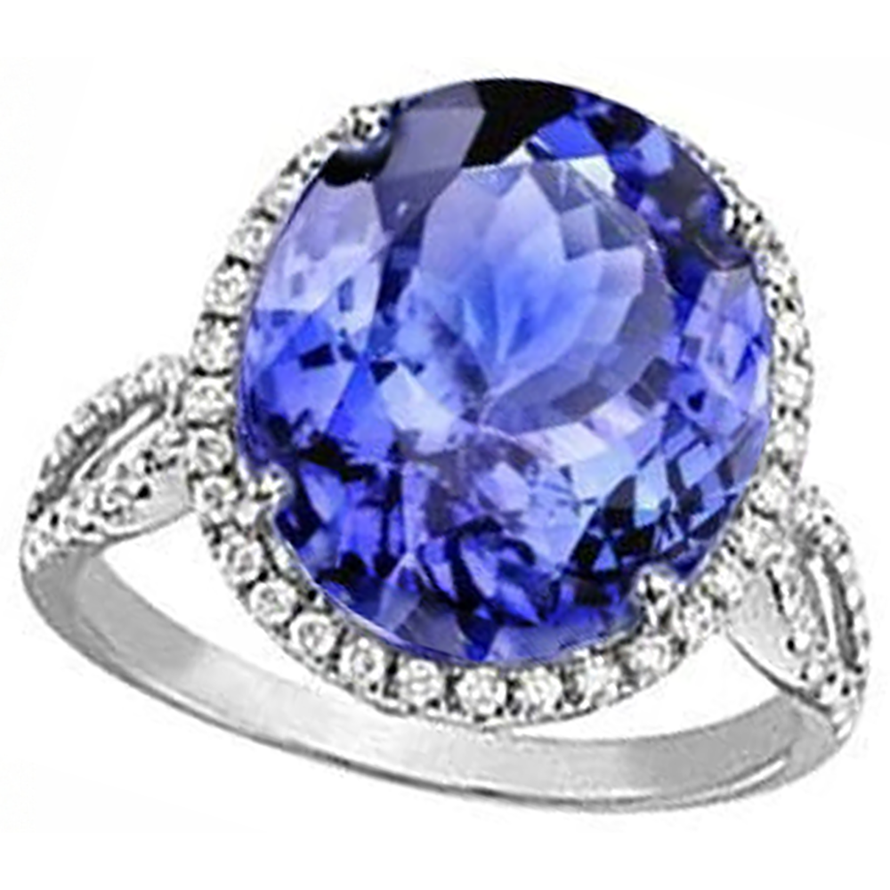 naturel round tanzanite 8.65carats alliance angle de côté