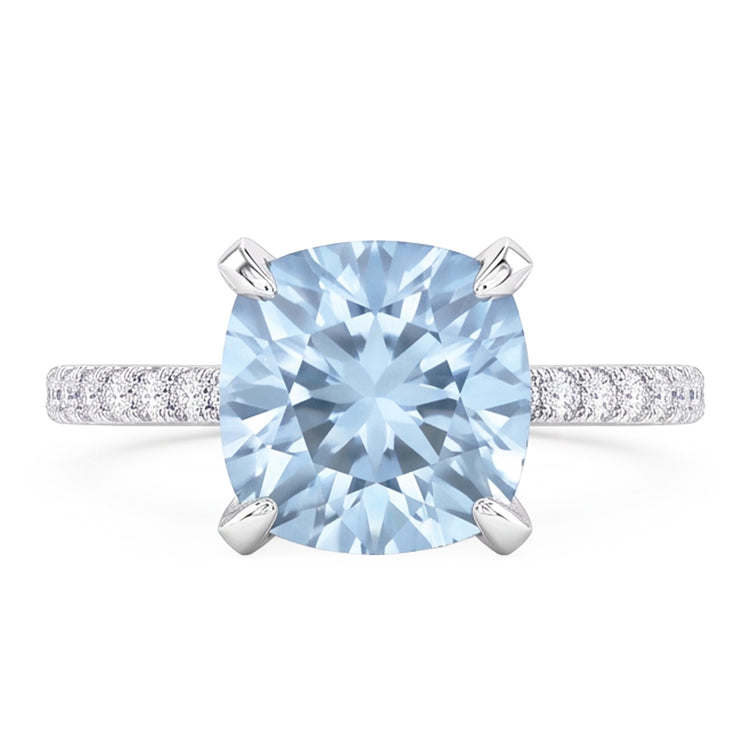 8.70 carats aigue-marine avec diamants bague sertie or blanc 14k