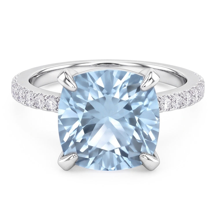 8.70 carats aigue-marine avec diamants bague sertie or blanc 14k