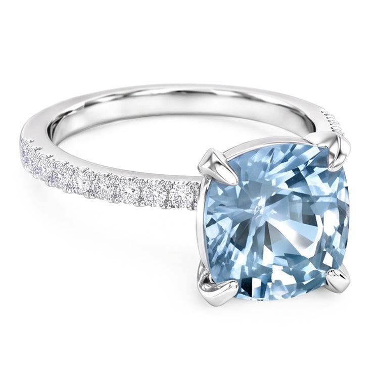 8.70 carats aigue-marine avec diamants bague sertie or blanc 14k