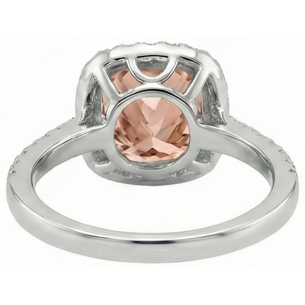 Morganite Bague Pierre de Couleur 8,75 carats Or Blanc 14 Carats – vue de dessus