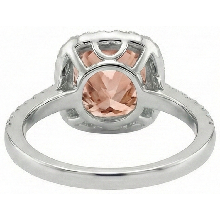 Morganite Bague Pierre de Couleur 8,75 carats Or Blanc 14 Carats – vue de dessus