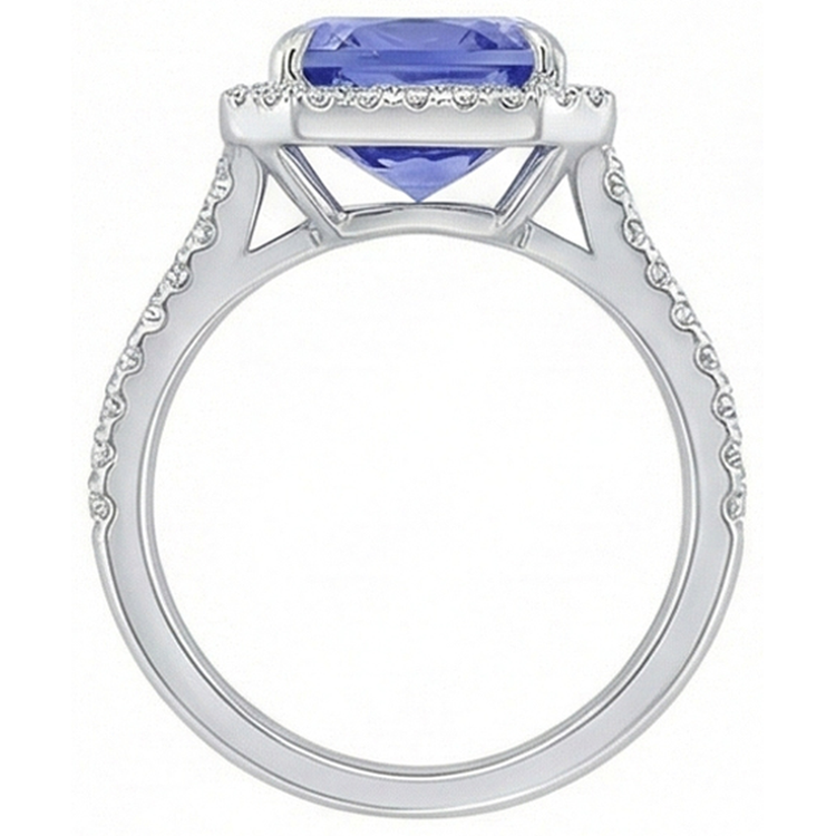 8.81 carats. Bague de Fiançailles Radiant Ceylan Saphir Et Diamants Naturels Extraits des Mines ( et non cultivés en laboratoire )