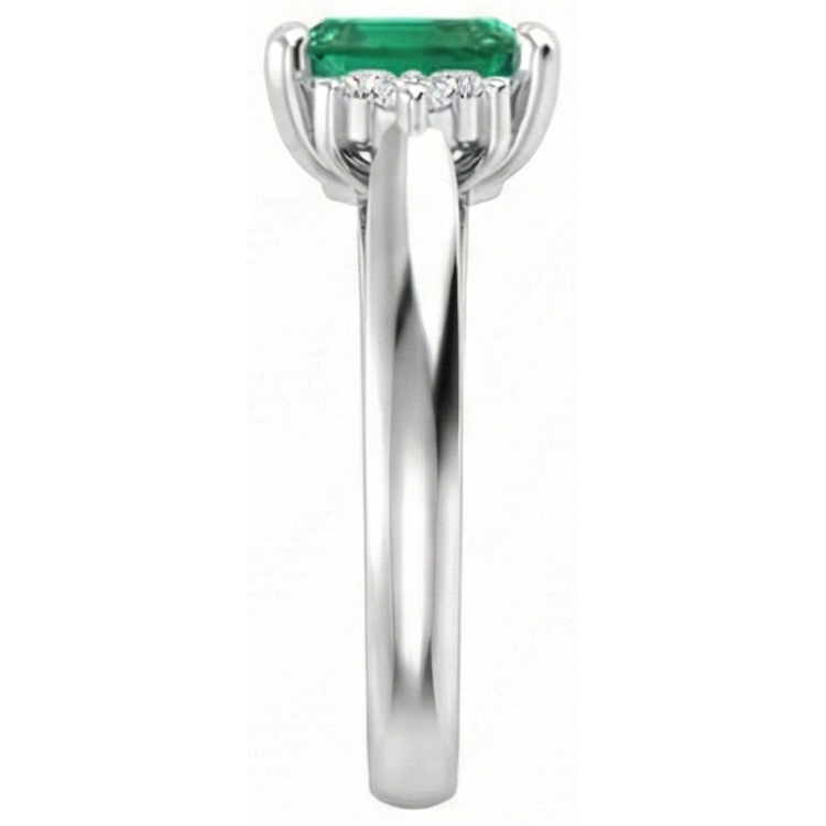 8.90 Carats Émeraude Verte Avec Diamants Naturels Extraits des Mines ( et non cultivés en laboratoire ) Blancs Bague Or Blanc 14K