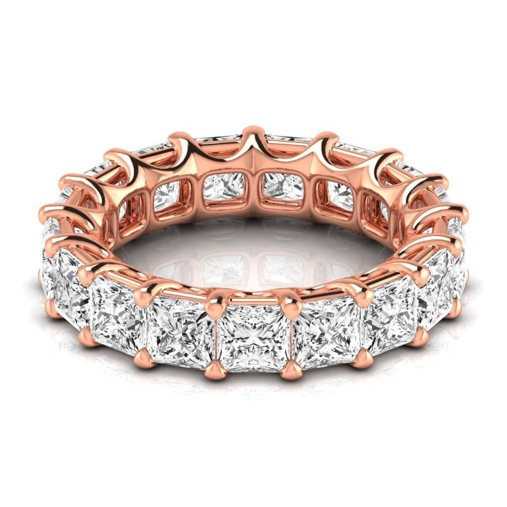 Diamant Fin Princesse Eternity Band en Or Rose 14 Carats – vue de face