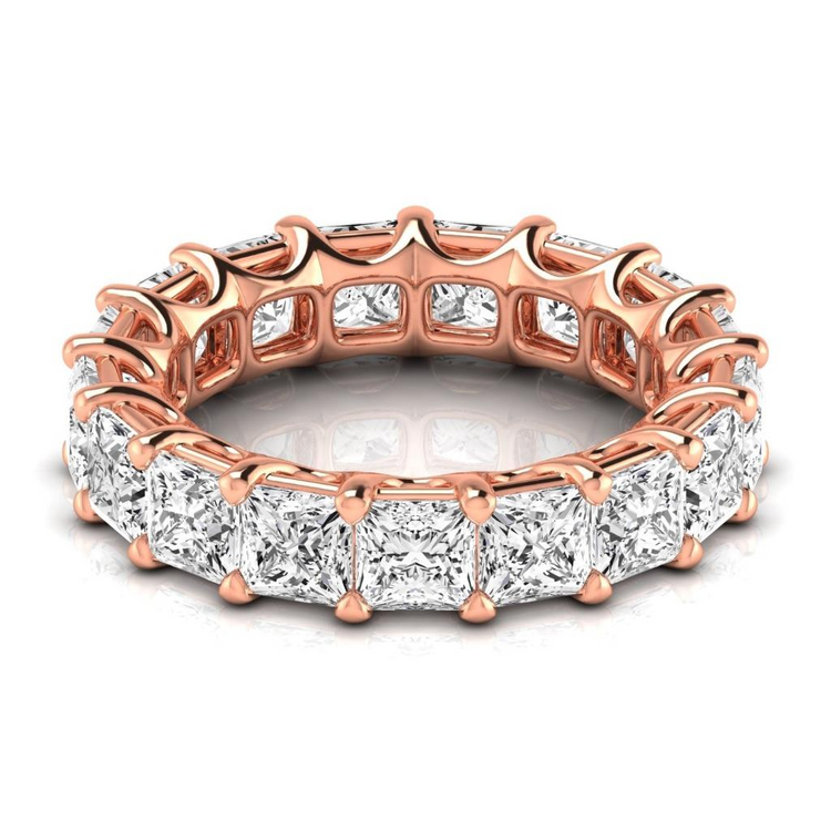 Diamant Fin Princesse Eternity Band en Or Rose 14 Carats – vue de face
