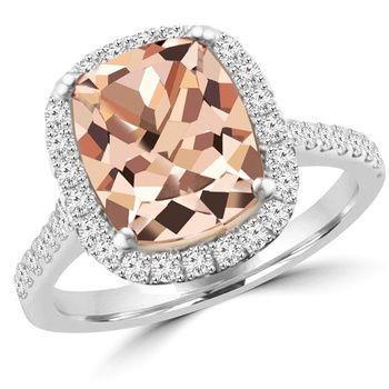Bague Pierre de Couleur Or Blanc 14 Carats avec Morganite – vue principale