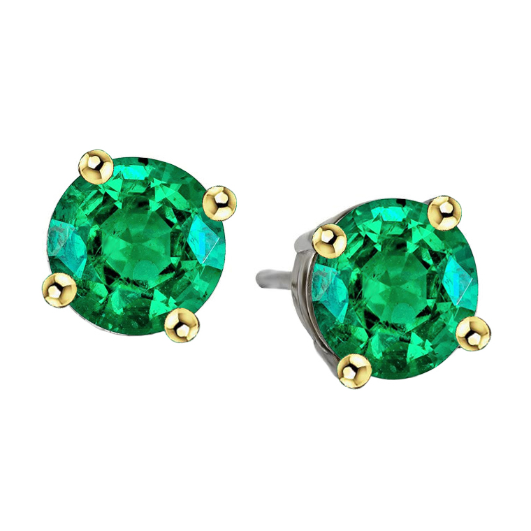 Taille Brillant Émeraude Fine bague en Or 14K Bicolore – vue principale
