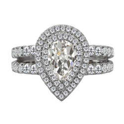 Diamant Fin Bague Sertie Halo – Or Blanc 14 Carats 2 carats