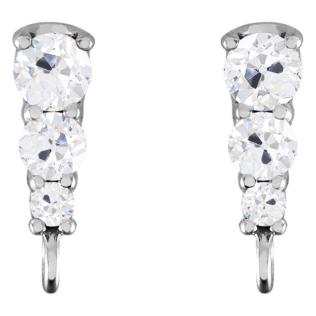 Diamant Boucles d'Oreilles 1,50 carats Or 14K Blanc – vue principale