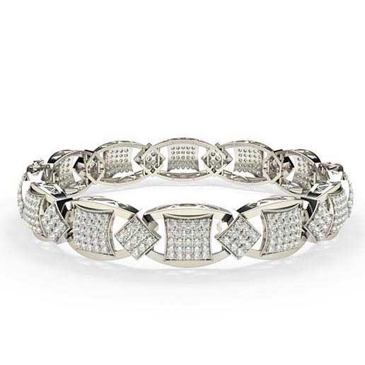 8.20 Carats Naturel diamants Étincelants Lien Bracelet Homme Or Blanc 14 Carats
