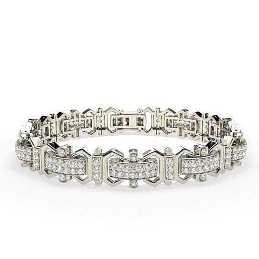 8.20 Carats Serti De Griffes Petit Véritable Diamants Bracelet Pour Homme Or Blanc 14K