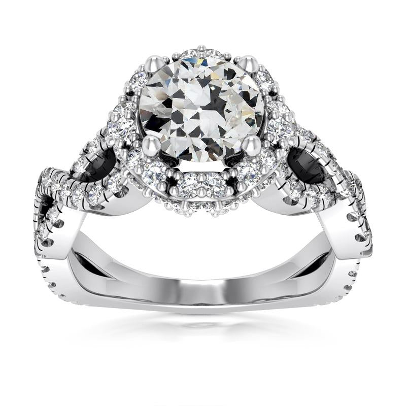 8.50 carats Halo rond Vieux mineur Naturel Diamond Prong Infinity Style