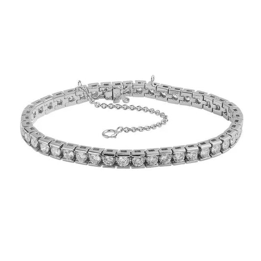 8.80 Ct. Bracelet Tennis Réel Diamants sertis Chaîne Or Blanc 14K
