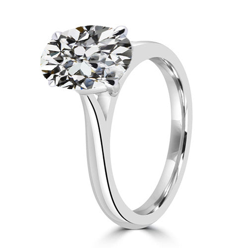 Diamant Fin Solitaire de Fiançailles 4-carats Or Blanc 14 Carats – vue de côté