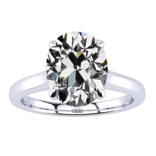 Diamant Fin Taille Old Mine Solitaire de Fiançailles en Or Blanc 14 Carats – vue principale