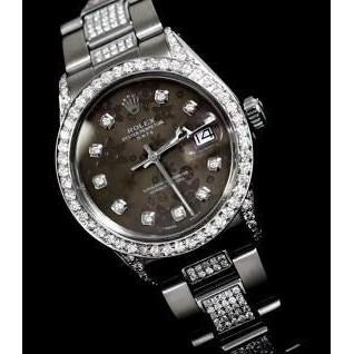 8 ct glacé diamant personnalisé Rolex date 34 mm montre cadran diamant acier inoxydable