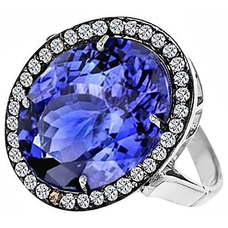 9.01 Carat Bague De Mariage Ovale Tanzanite Et Diamants Naturels Extraits des Mines ( et non cultivés en laboratoire ) Or Blanc 14K
