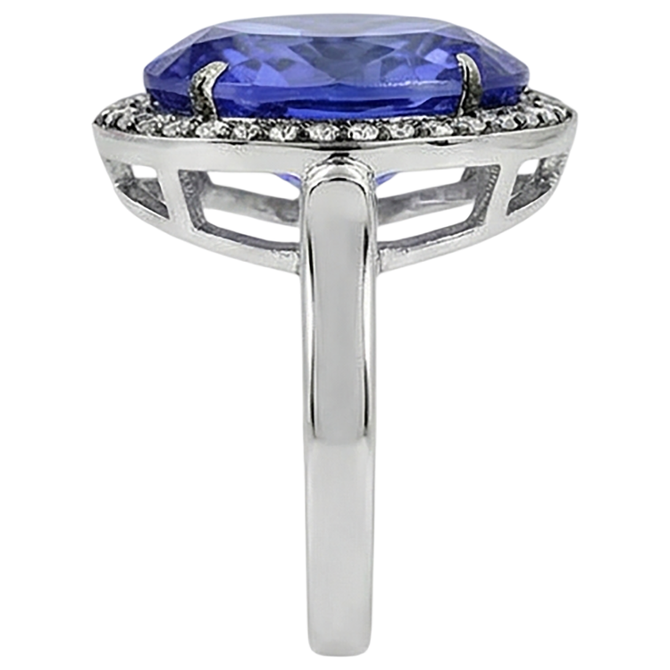 9.01 Carat Bague De Mariage Ovale Tanzanite Et Diamants Naturels Extraits des Mines ( et non cultivés en laboratoire ) Or Blanc 14K