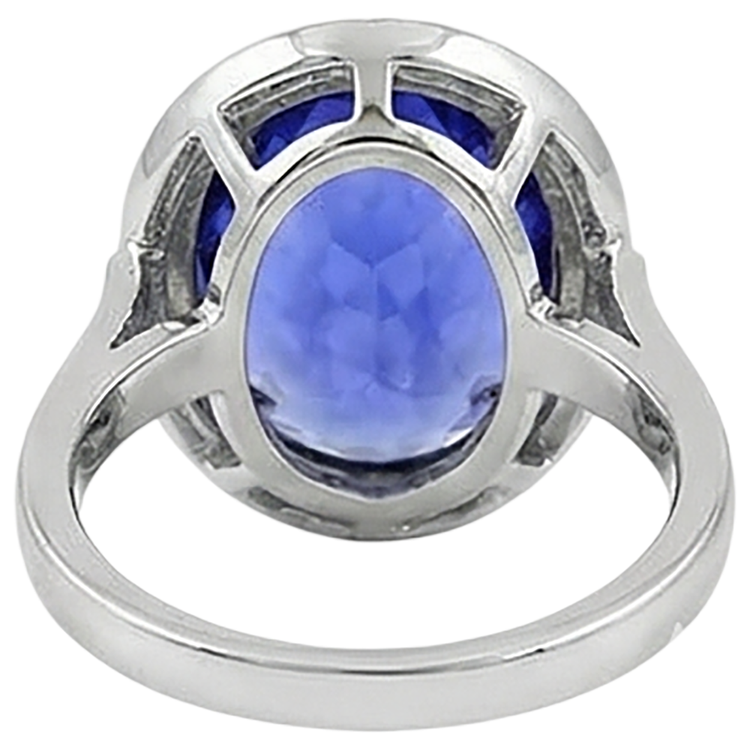 9.01 Carat Bague De Mariage Ovale Tanzanite Et Diamants Naturels Extraits des Mines ( et non cultivés en laboratoire ) Or Blanc 14K