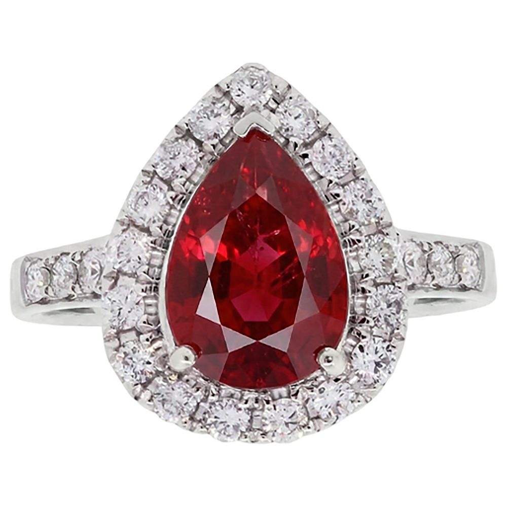 9.50 Carats Rubis Avec Accents Diamant Naturels Extraits des Mines ( et non cultivés en laboratoire ) Alliance Or Blanc 14K