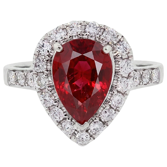 9.50 Carats Rubis Avec Accents Diamant Naturels Extraits des Mines ( et non cultivés en laboratoire ) Alliance Or Blanc 14K