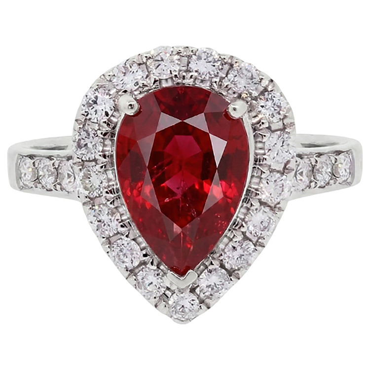 9.50 Carats Rubis Avec Accents Diamant Naturels Extraits des Mines ( et non cultivés en laboratoire ) Alliance Or Blanc 14K