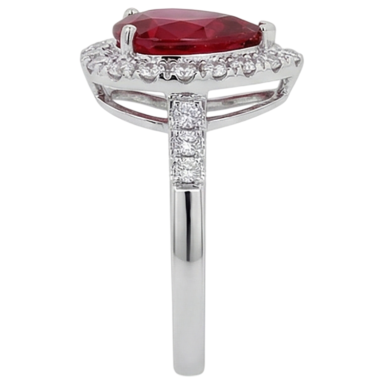9.50 Carats Rubis Avec Accents Diamant Naturels Extraits des Mines ( et non cultivés en laboratoire ) Alliance Or Blanc 14K