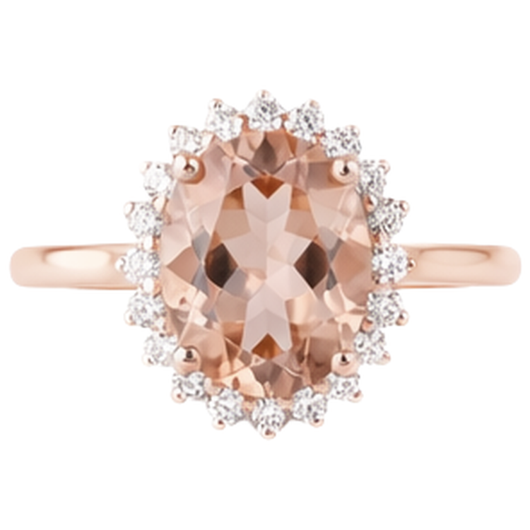 naturel oval morganite 9.50carats bague angle de côté