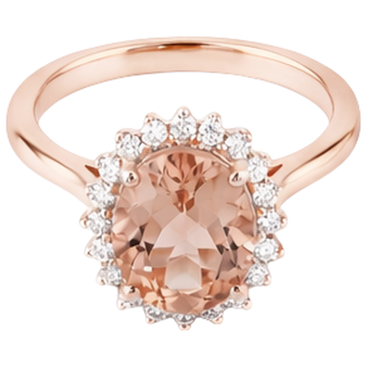 naturel oval morganite 9.50carats bague détail rapproché