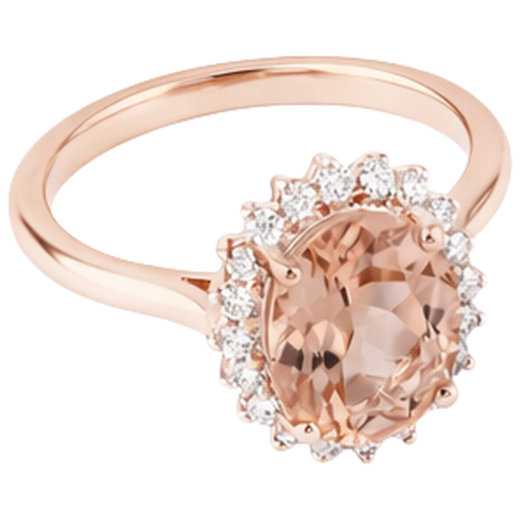 naturel oval morganite 9.50carats bague vue de dessus