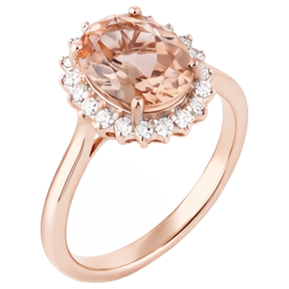 naturel oval morganite 9.50carats bague vue de profil