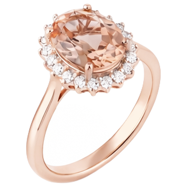 naturel oval morganite 9.50carats bague vue de profil