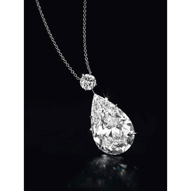 9 Carats Poire Et Réel Diamant Rond Collier Pendentif Bijoux En Or Massif Neuf