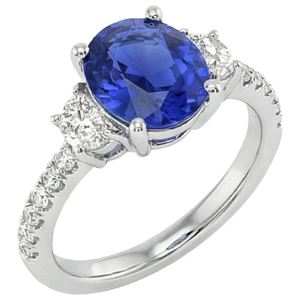 naturel oval diamant 9carats bague vue de face